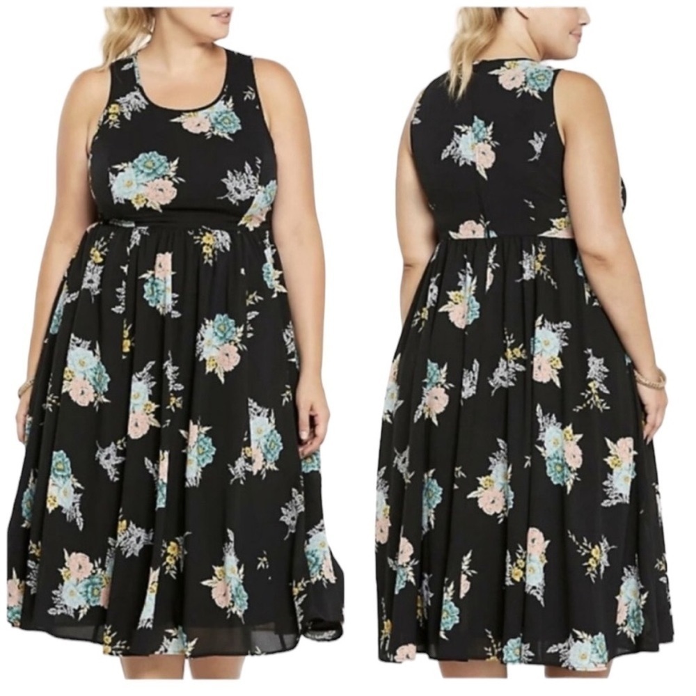 TORRID Floral Print Georgette Midi Dress Size 10 - Picture 3 of 16